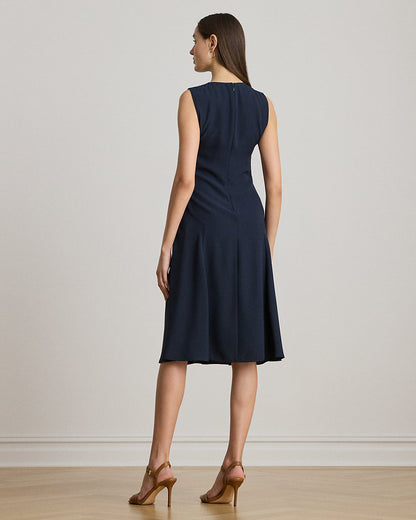 Ralph Lauren FauxLeatherTrim Georgette Dress