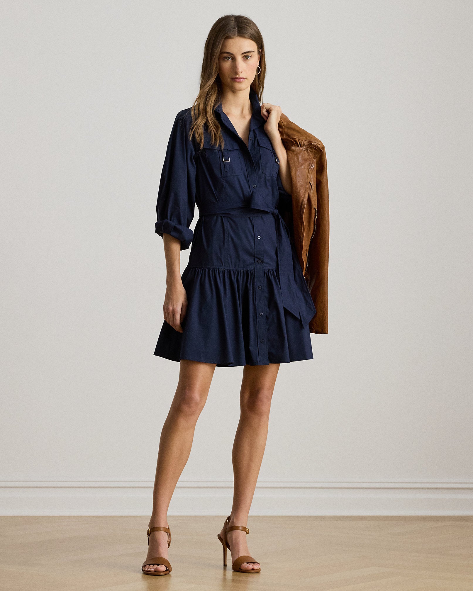 Ralph Lauren BuckleTrim CottonBlend Dress