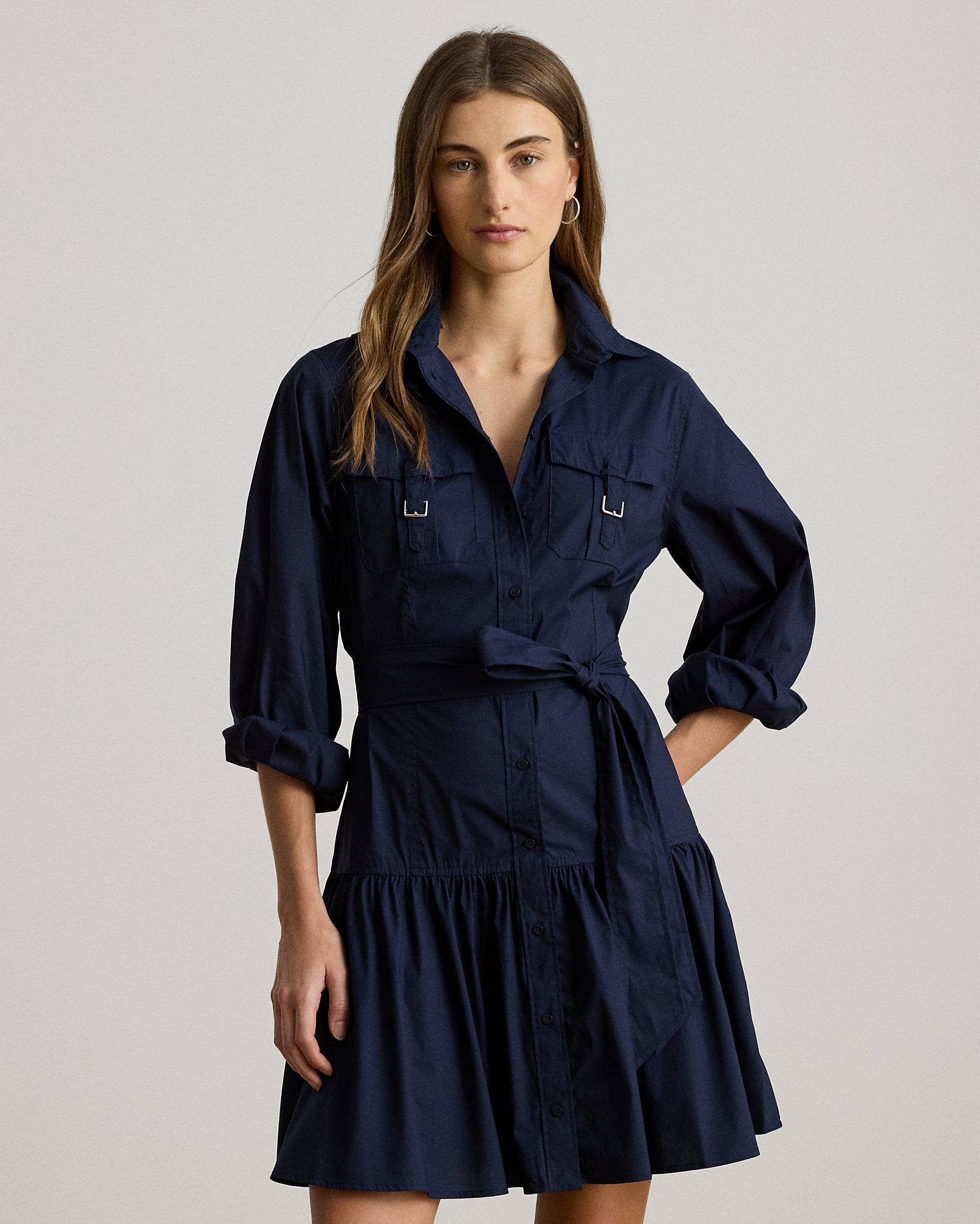 Ralph Lauren BuckleTrim CottonBlend Dress