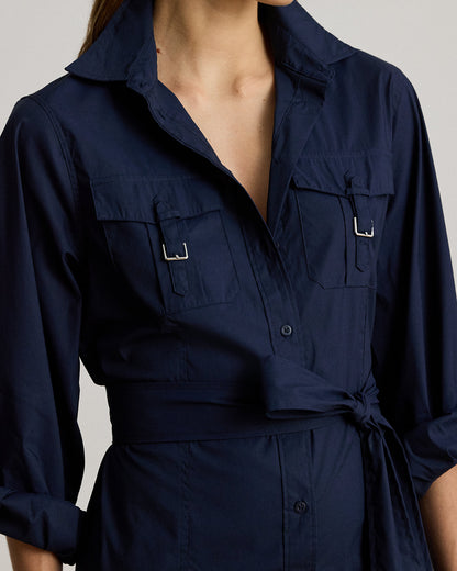 Ralph Lauren BuckleTrim CottonBlend Dress