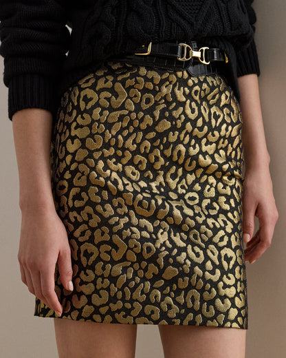 Ralph Lauren Metallic Ocelot Pencil Miniskirt