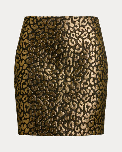 Ralph Lauren Metallic Ocelot Pencil Miniskirt