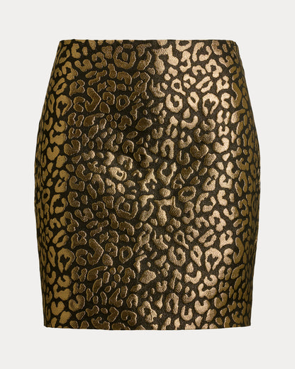 Ralph Lauren Metallic Ocelot Pencil Miniskirt