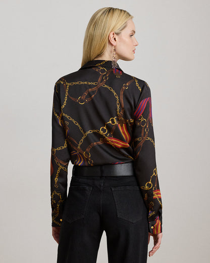 Ralph Lauren Classic Fit BeltingPrint Satin Shirt