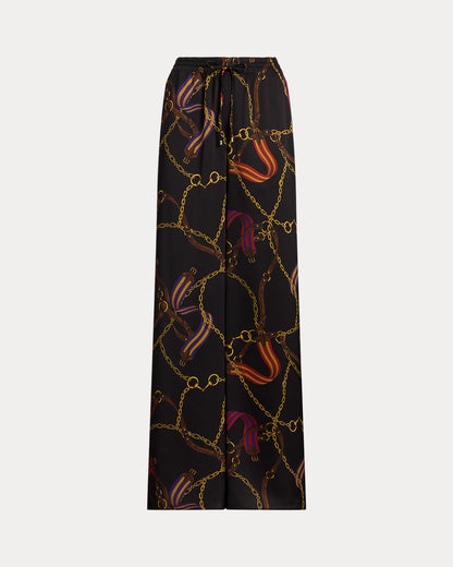 Ralph Lauren BeltingPrint Charmeuse WideLeg Pant