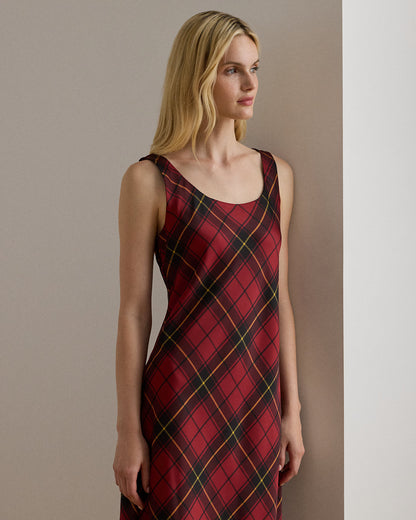 Ralph Lauren Plaid Satin Sleeveless Cocktail Dress