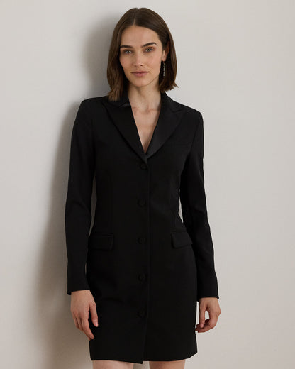 Ralph Lauren SatinTrim DoubleFaced Crepe Dress