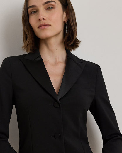 Ralph Lauren SatinTrim DoubleFaced Crepe Dress
