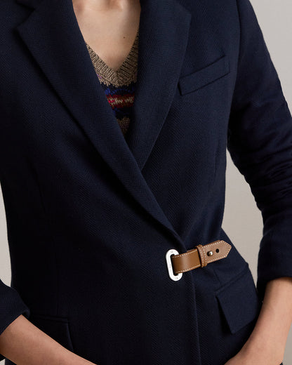 Ralph Lauren BuckleTrim Herringbone Jacquard Blazer