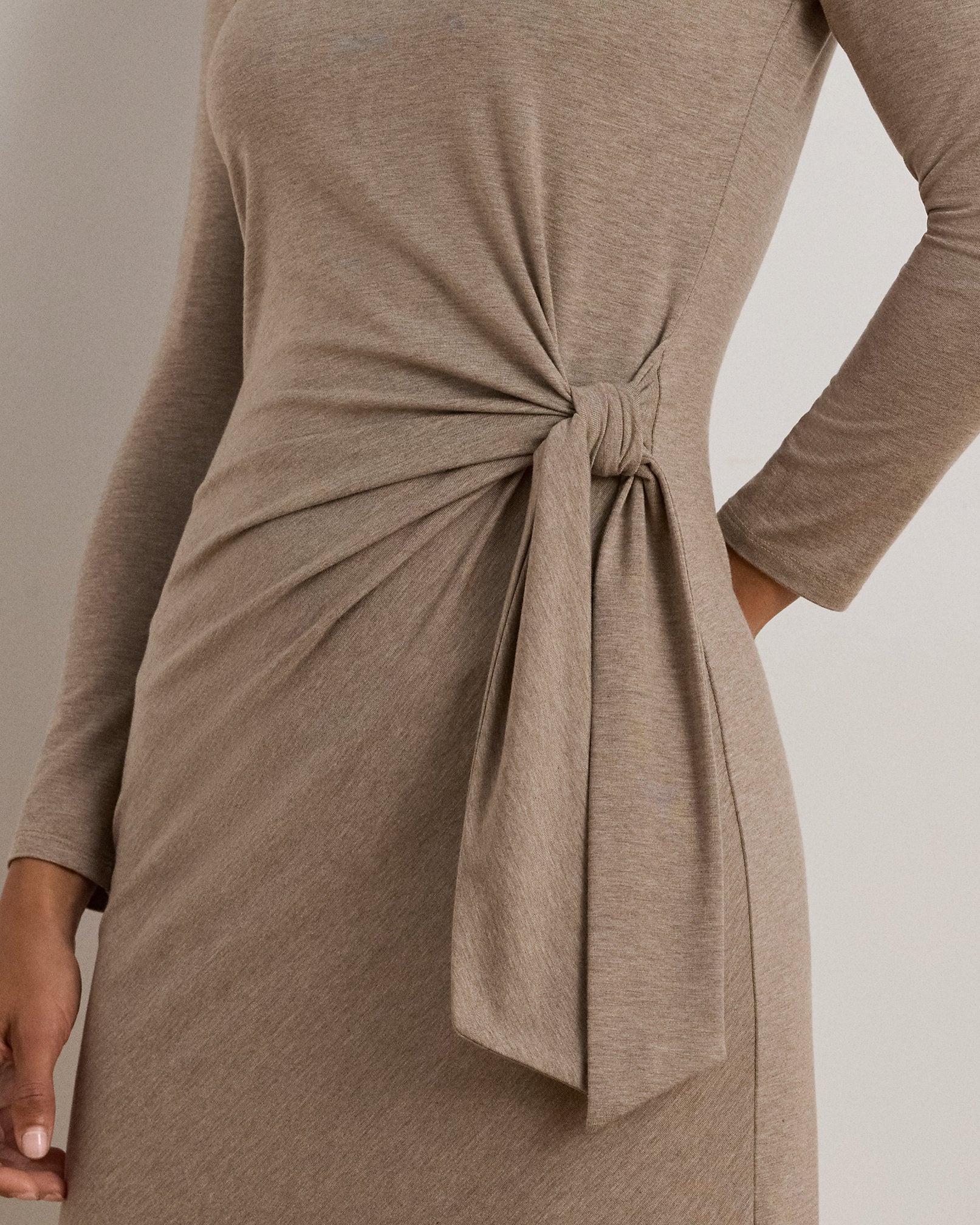 Ralph Lauren TieFront Stretch Jersey Midi Dress
