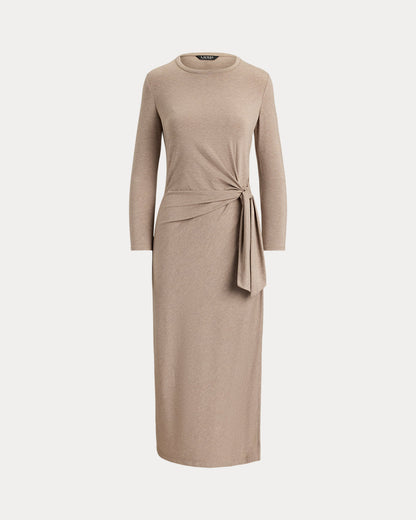 Ralph Lauren TieFront Stretch Jersey Midi Dress