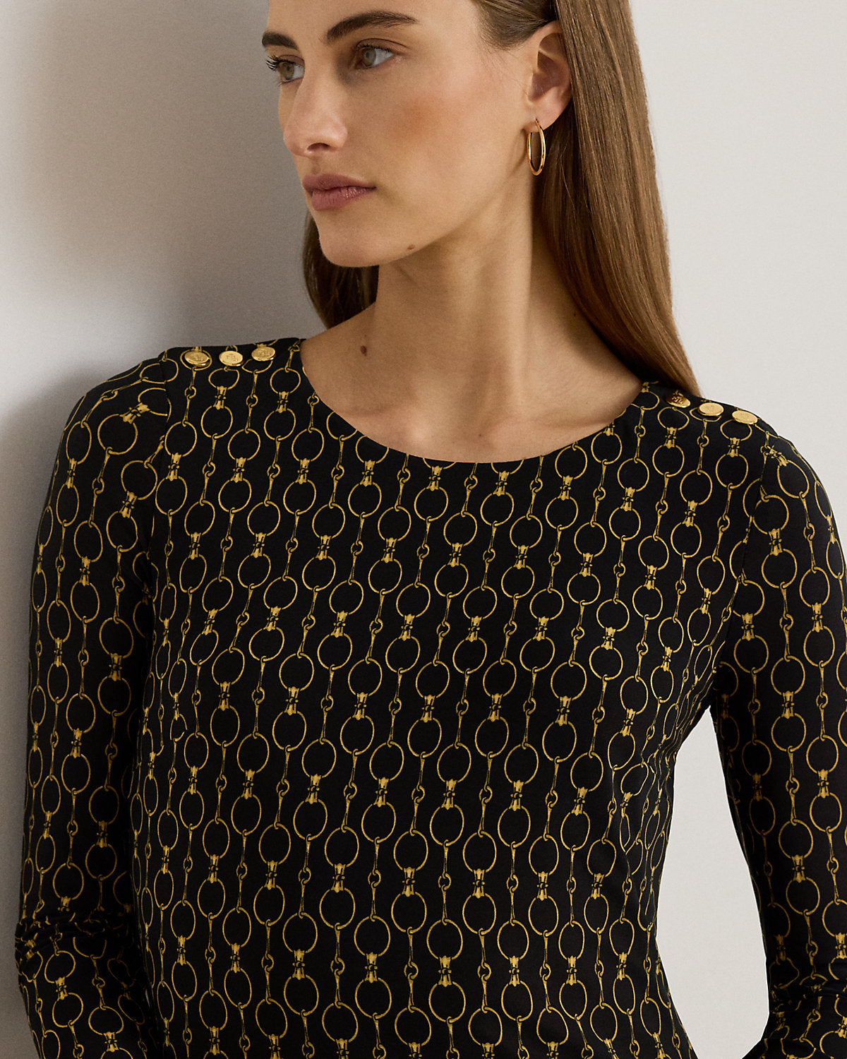 Ralph Lauren ChainPrint ThreeQuarterSleeve Dress