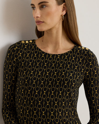 Ralph Lauren ChainPrint ThreeQuarterSleeve Dress