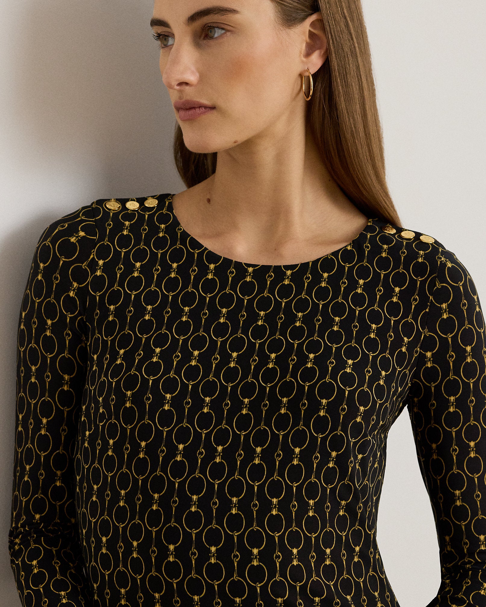 Ralph Lauren ChainPrint ThreeQuarterSleeve Dress