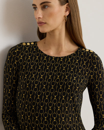 Ralph Lauren ChainPrint ThreeQuarterSleeve Dress