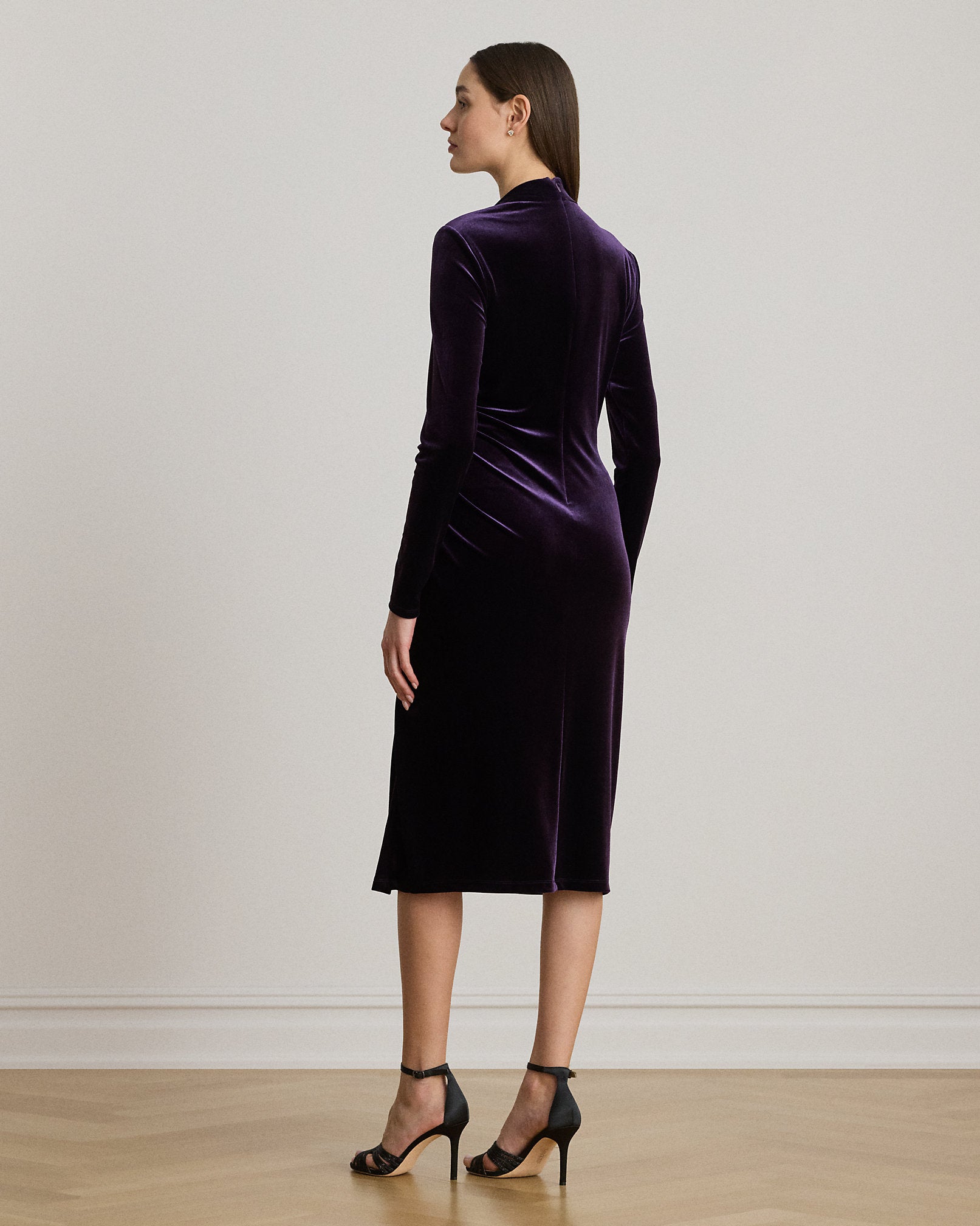 Ralph Lauren Ruched Velvet Asymmetrical Dress