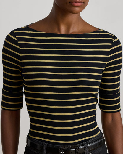 Ralph Lauren Metallic Striped Boatneck Tee