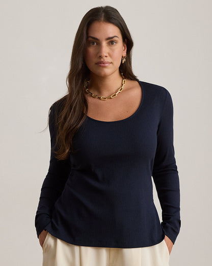 Ralph Lauren RibKnit LongSleeve Scoopneck Tee