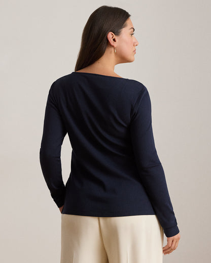 Ralph Lauren RibKnit LongSleeve Scoopneck Tee