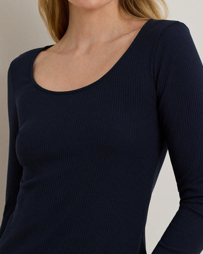 Ralph Lauren RibKnit LongSleeve Scoopneck Tee