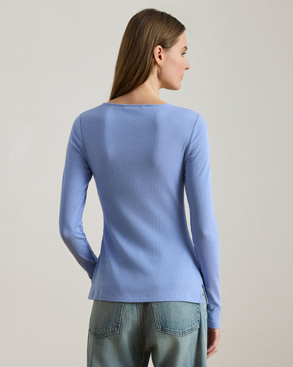 Ralph Lauren RibKnit LongSleeve Scoopneck Tee