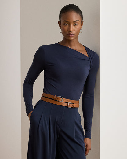 Ralph Lauren Stretch Jersey Asymmetrical Top