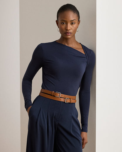 Ralph Lauren Stretch Jersey Asymmetrical Top