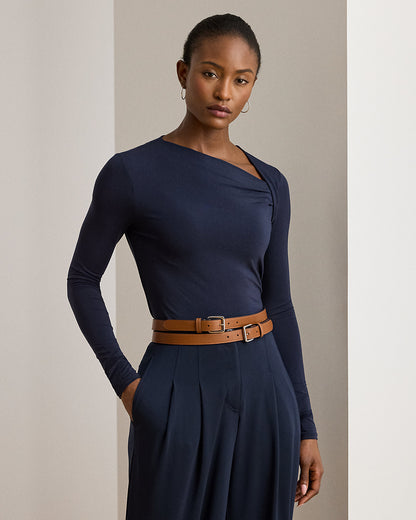 Ralph Lauren Stretch Jersey Asymmetrical Top