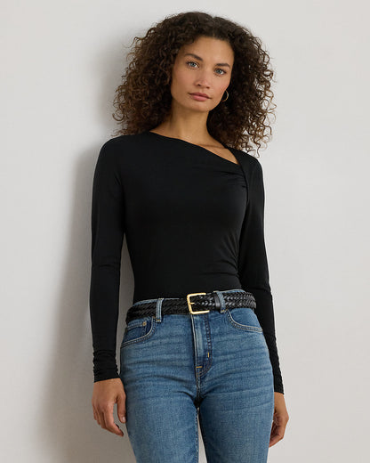 Ralph Lauren Stretch Jersey Asymmetrical Top