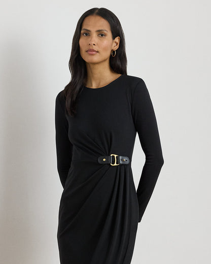 Ralph Lauren BuckleTrim Stretch Jersey Dress