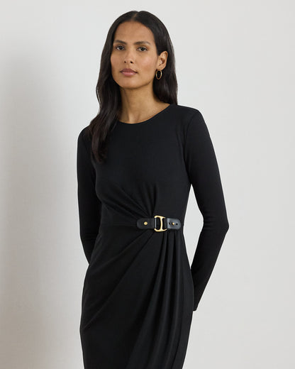 Ralph Lauren BuckleTrim Stretch Jersey Dress