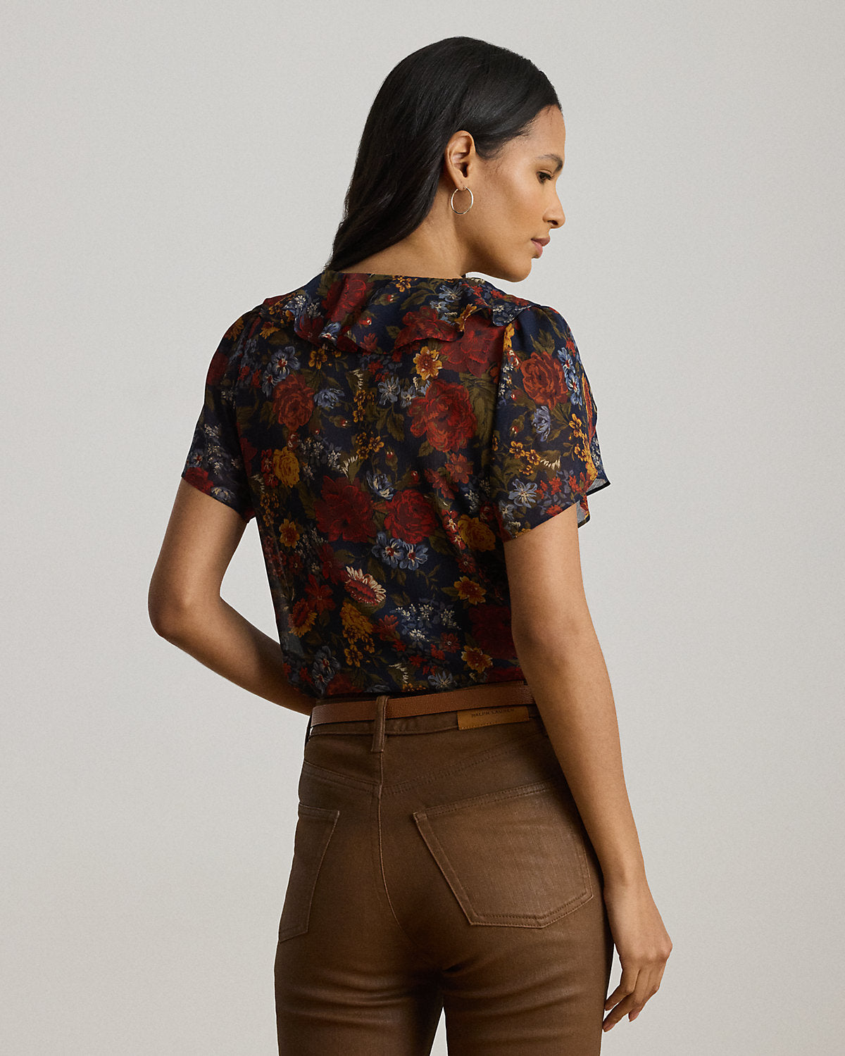 Ralph Lauren Floral RuffleTrim Georgette Blouse