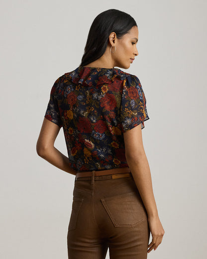 Ralph Lauren Floral RuffleTrim Georgette Blouse