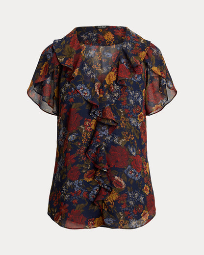 Ralph Lauren Floral RuffleTrim Georgette Blouse