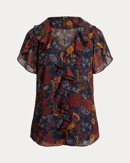 Ralph Lauren Floral RuffleTrim Georgette Blouse