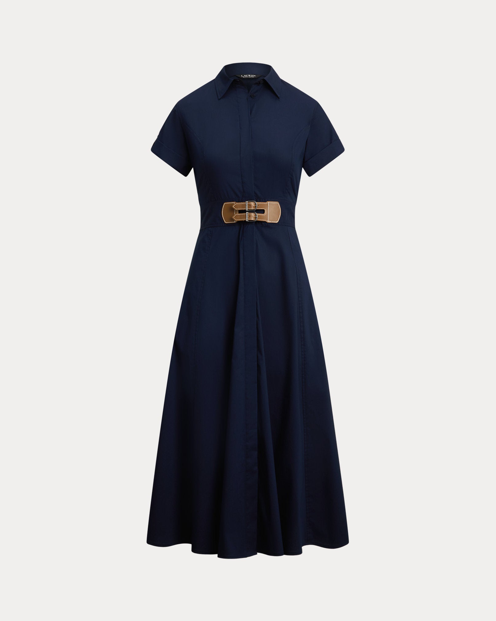 Ralph Lauren BuckleTrim StretchCotton Blend Dress