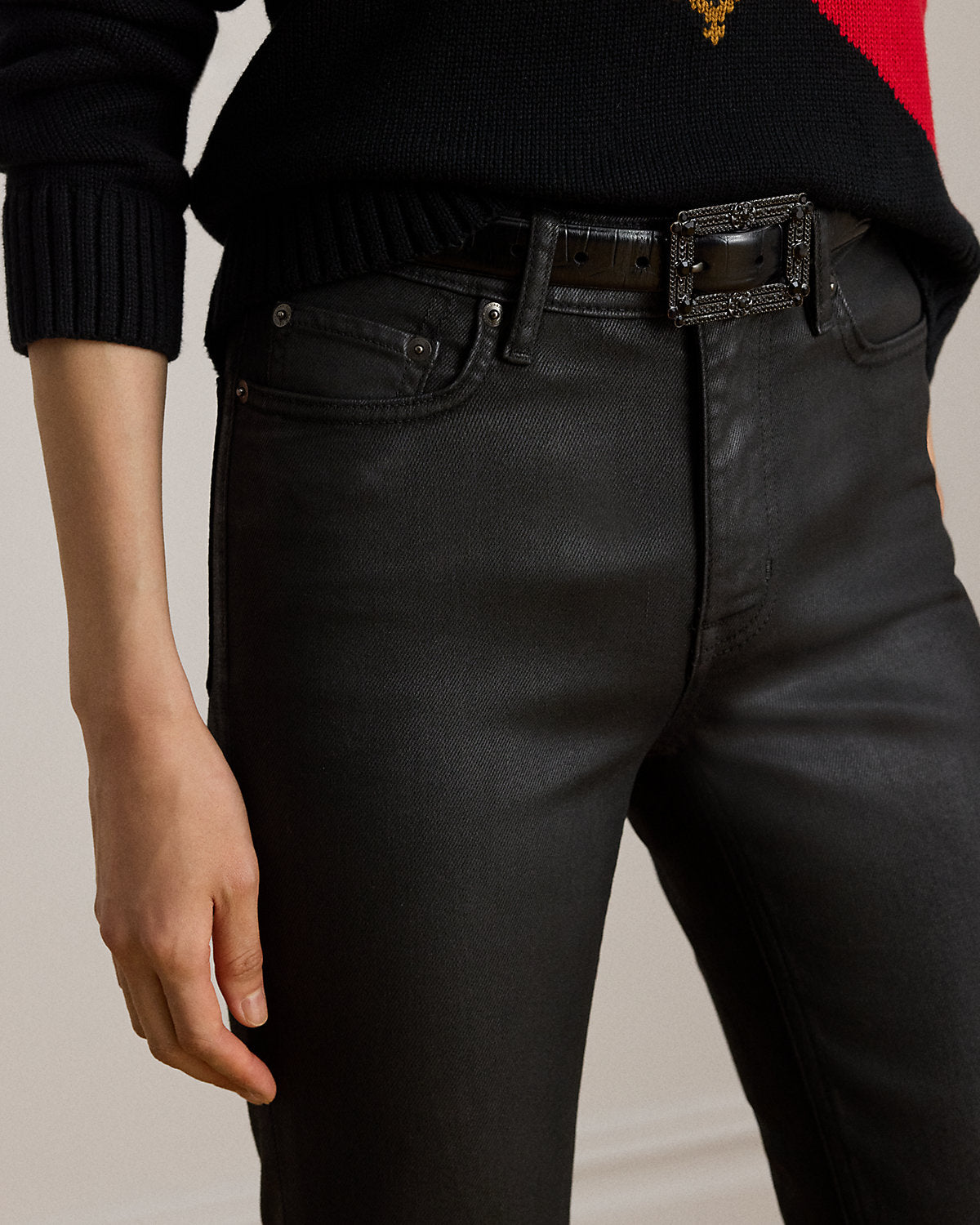 Ralph Lauren Coated HighRise Straight Ankle Jean