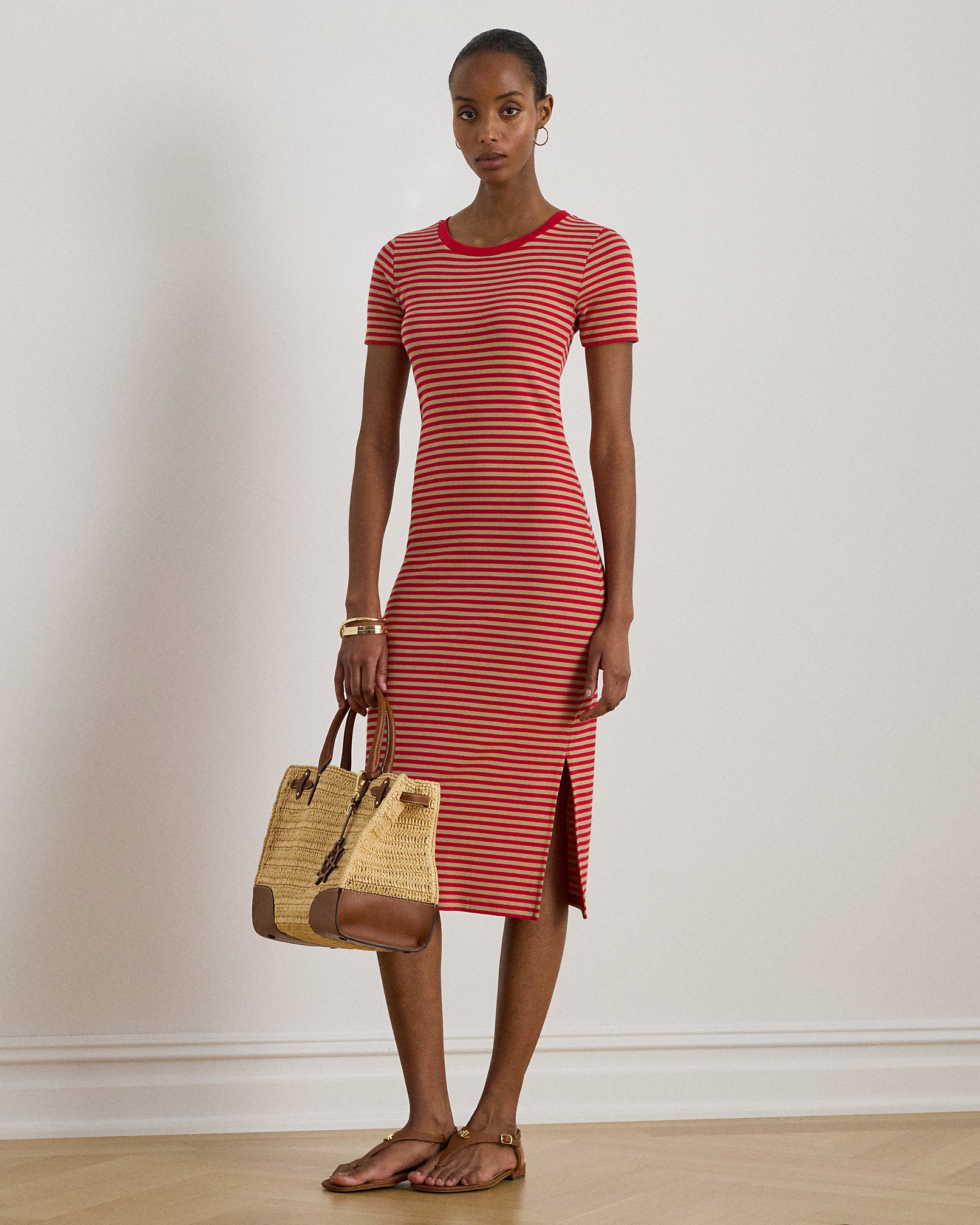 Ralph Lauren Striped CottonBlend Ribbed Tee Dress