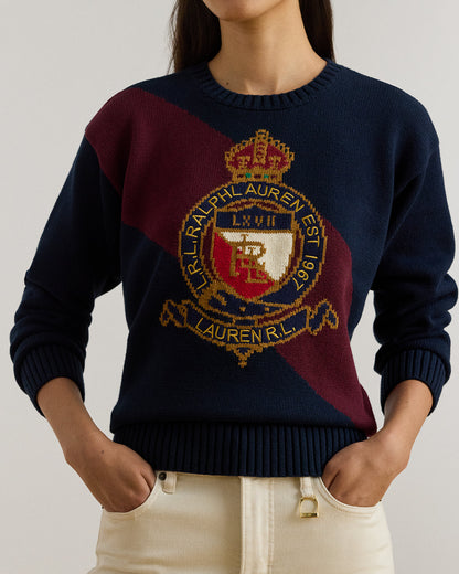 Ralph Lauren ColorBlocked Crest Cotton Sweater