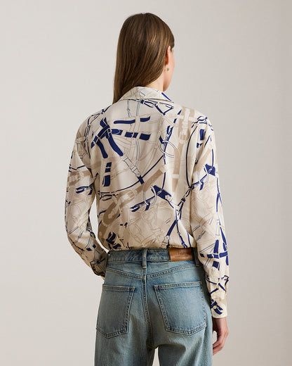 Ralph Lauren Relaxed Fit BeltingPrint Crepe Shirt