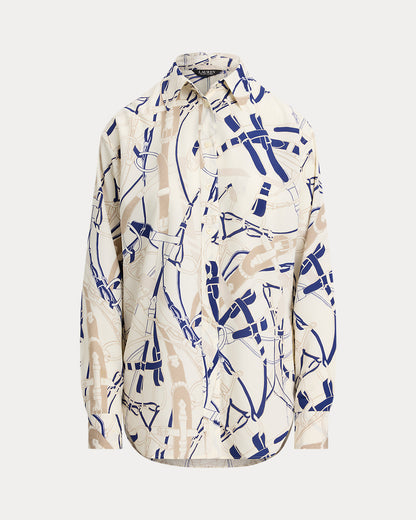Ralph Lauren Relaxed Fit BeltingPrint Crepe Shirt