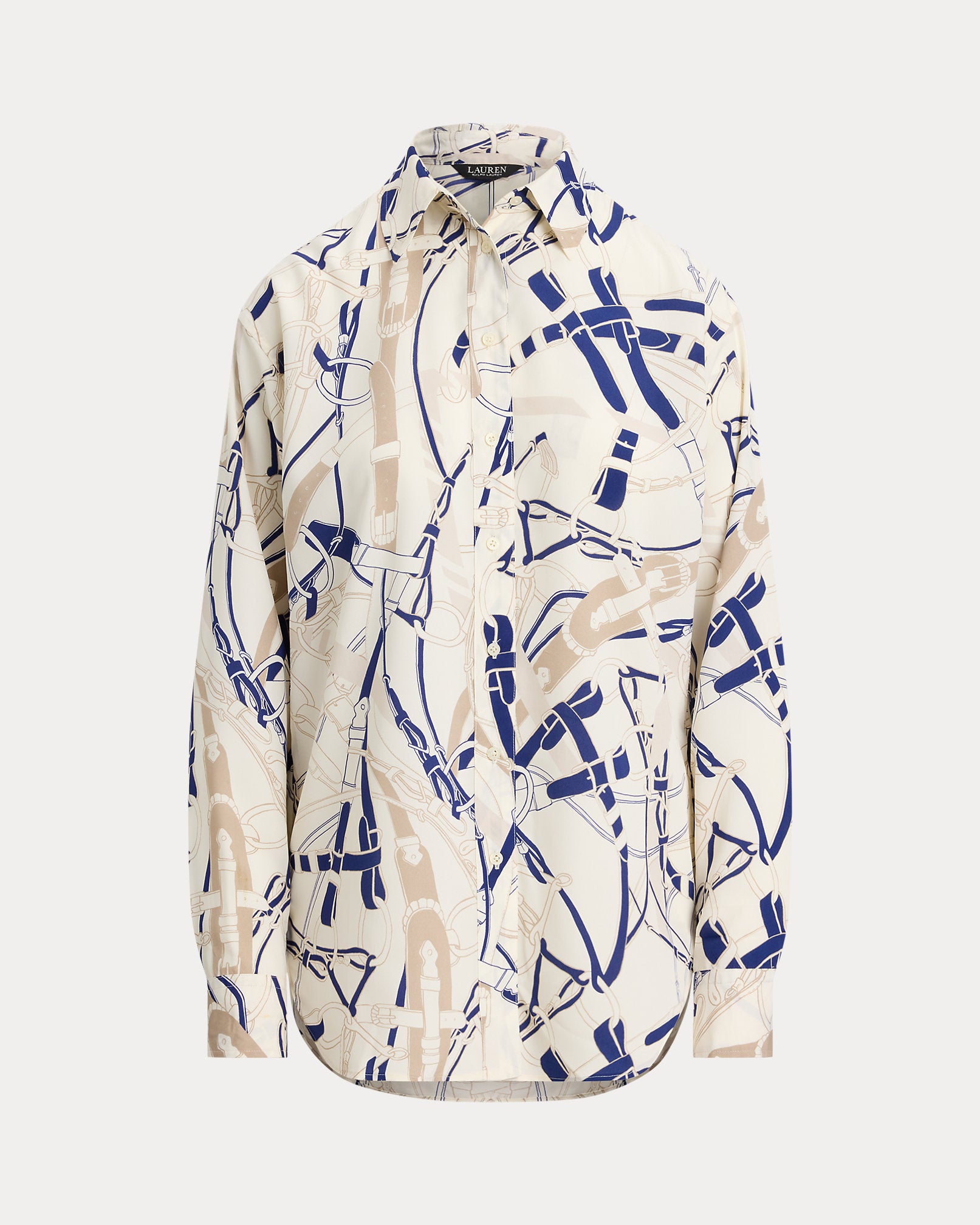 Ralph Lauren Relaxed Fit BeltingPrint Crepe Shirt