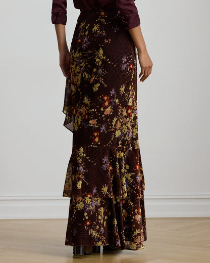Ralph Lauren Floral Burnout Velvet Tiered Maxiskirt