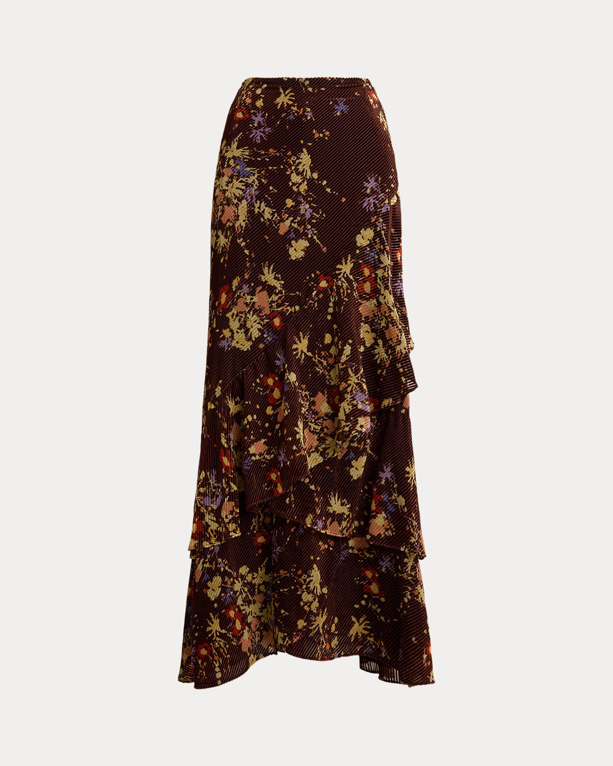 Ralph Lauren Floral Burnout Velvet Tiered Maxiskirt