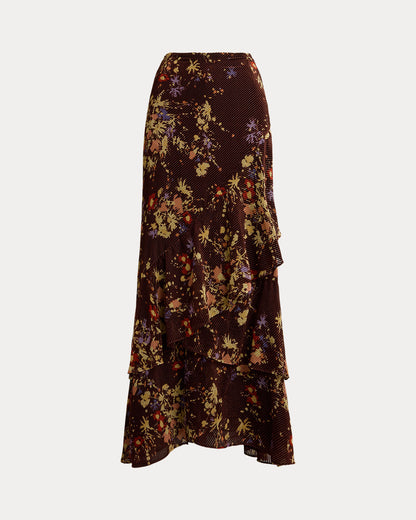 Ralph Lauren Floral Burnout Velvet Tiered Maxiskirt