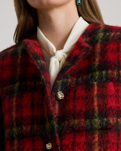Ralph Lauren Plaid Mohair Cropped Jacket
