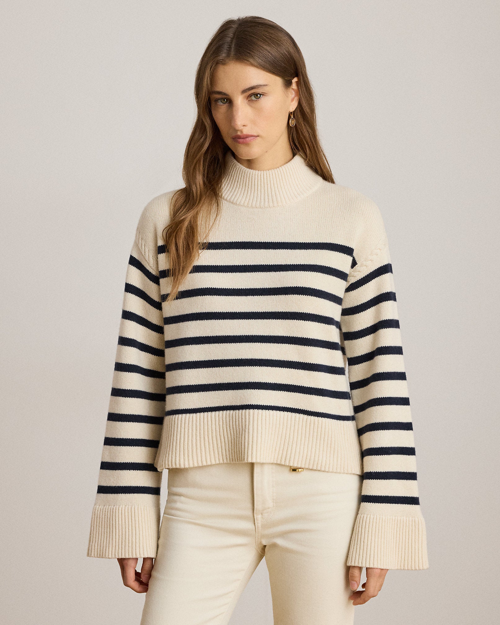 Ralph Lauren Striped WoolBlend Mockneck Sweater