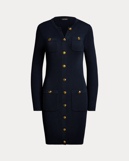 Ralph Lauren ButtonTrim RibKnit Sweater Dress