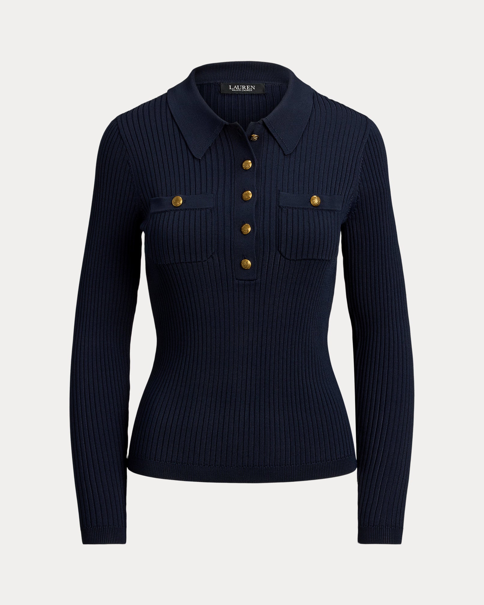 Ralph Lauren RibKnit LongSleeve Polo Sweater