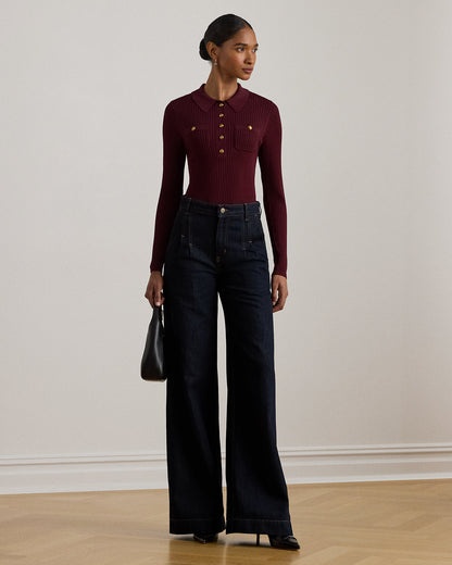 Ralph Lauren RibKnit LongSleeve Polo Sweater